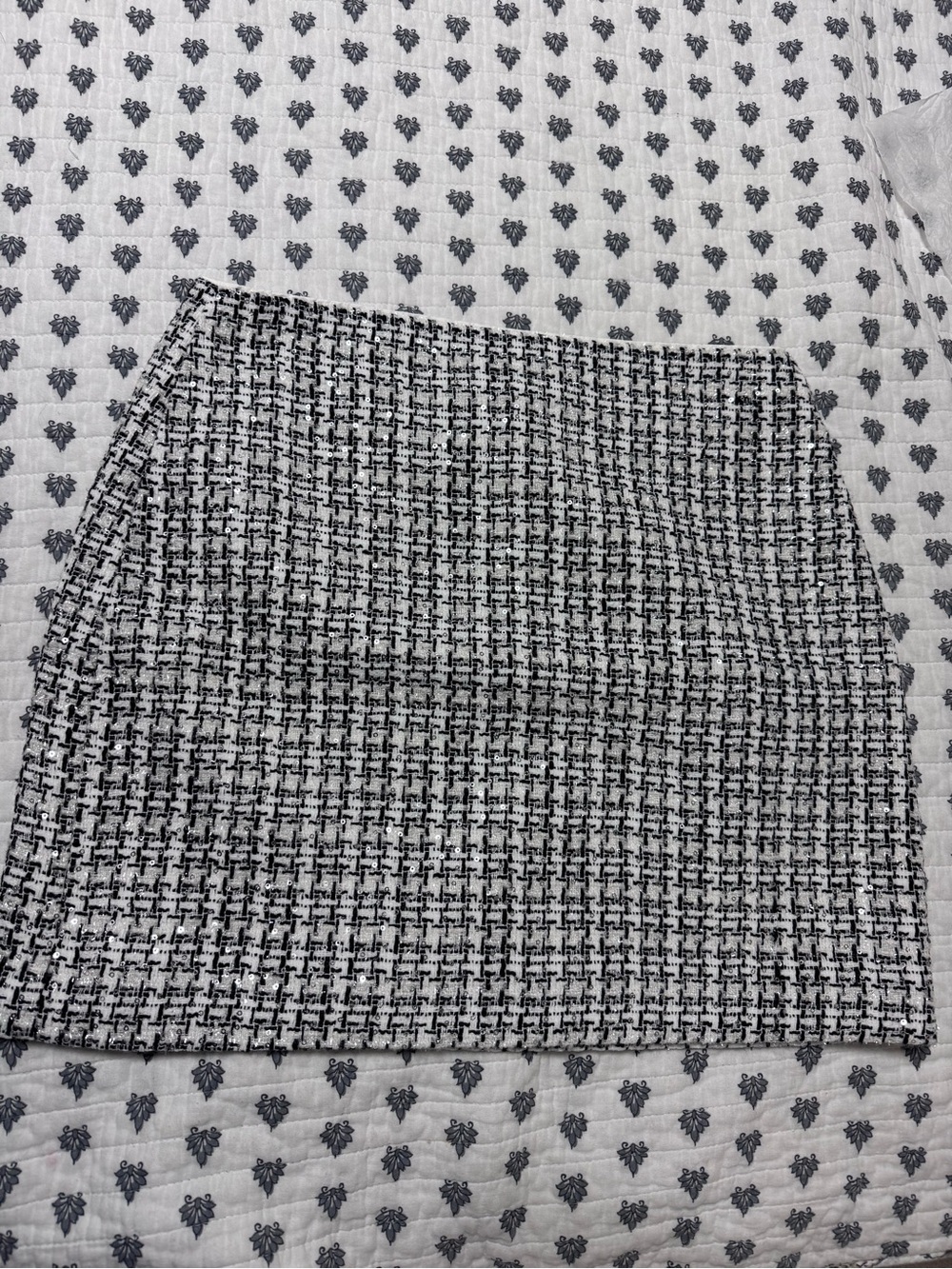 LOFT Black and White Tweed Mini Skirt
